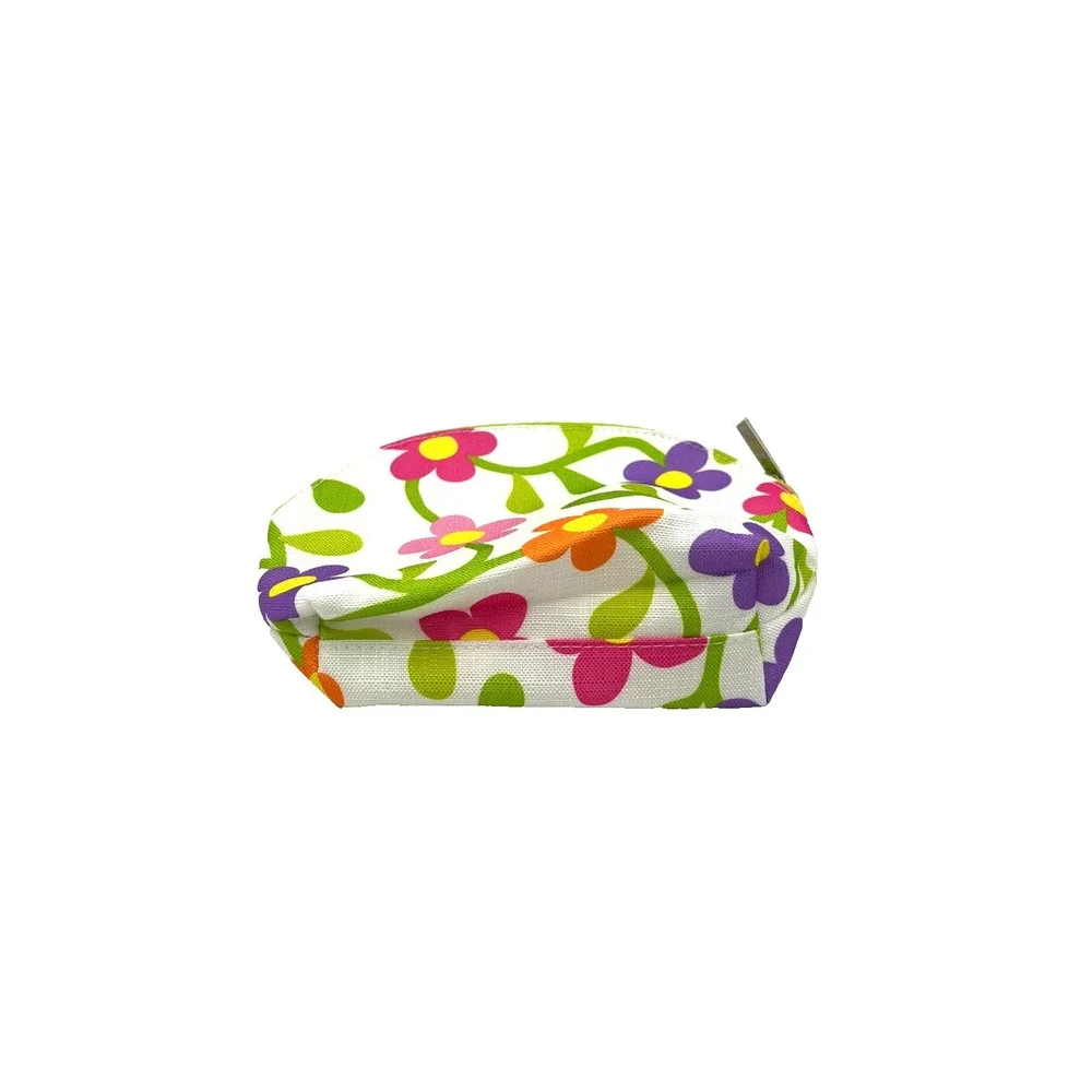 Clinique Floral Cosmetic Makeup Travel Bag Yellow Purple Green 6x10x1-Set of 15‎